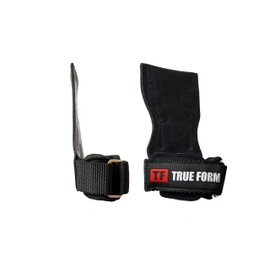 True Form Grips- (Black, Medium) Weightlifting Workout Gear Alternative Power Lifting Hook Deadlift Glove Padded Wrist Wrap Support Dumbell Bodybuilding Weight Crossfit Pull Up Slip Kettlebell