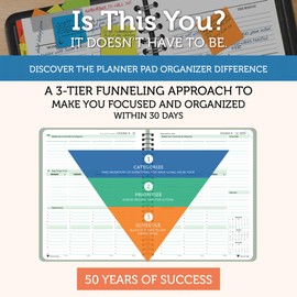 Planner Pad Spiral Bound 3-Tier Funnel Down 12 Month Organizer, October 2025 – September 2026, Greenish Grey Cover/Soft Green Ink, 6 3/4" x 8 1/2"