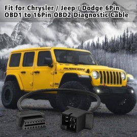 AMHTDOL OBD1 to OBD2 Adapter Fit for Chrysler 6pin to 16pin Diagnostic Cable,Compatible for Jeep/Dodge/Chrysler Vehicle 6 Pin Connector, Work with OBD2 Scanner/Code Reader