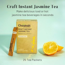 CHAYEAH, Craft Instant Jasmine Tea, Unsweetened Jasmine Tea Powder, On-the-Go Premium Tea Crystals, Caffeinated (25 Single Serve Packets)