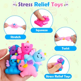 24 Pcs Easter Prefilled Eggs with Mochi Squishy Toys, Unicorn Stress Reliever Squishy Toy for Easter Egg Hunt, Easter Basket Stuffers Filler Party Favor Classroom Prize Gifts for Toddler Boys Girls
