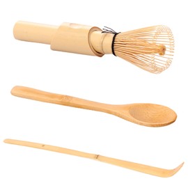 FwQoFvk 3Pcs Bamboo Matcha Whisk Scoop Spoon Set, Beginners Efficient Traditional Matcha Utensil with Long Handle, Japanese Tea Set for Tea Lovers Trip Home Use