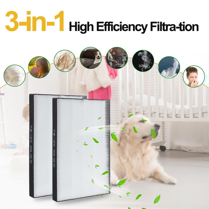 2 Pack KC-860U Replacement Filter Compatible with Sharp Air Purifier