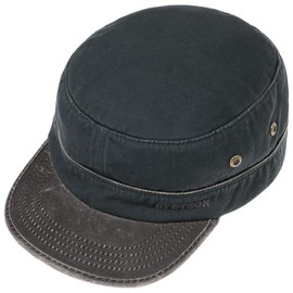 Stetson Katonah Cotton Army Cap Women/Men | Military Metal Buckle, with Peak Summer-Winter | XL (60-61 cm) Navy
