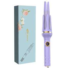 MAIMEITE Automatic Hair Curler, Self-Rotating Curling Iron 1.25 inches, 32mm Beach Waves Curling Wand, 8 Temperature Options, Extended Barrel for Long Hair, Purple