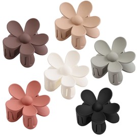 Hair Claw Clips, 6PCS Matte Flower Large Hair Clips For Women Thick Hair, Non Slip Strong Hold For Thin Hair, Big Cute Dasiy Hair Accessories For Girls Gifts, 6 Colors