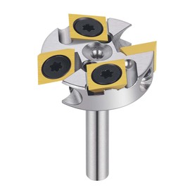 SpeTool Nickel Plating 2+2 Flute Slab Flattening Router Bit 1/4" Shank, 1-1/4" Cutting Dia Carbide Insert Spoilboard Surfacing Bit with ATS Coating for Softwood, Hardwood, MDF