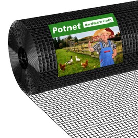 Potnet 19 Gauge Hardware Cloth 1/2 inch 48 x 50 ft Hot - Dipped Galvanized After Welding, Chicken Wire Mesh Roll, Rabbit Hutches, Chicken Wire Fencing, Tree Guard, Wire Fence Roll, Hardware Mesh