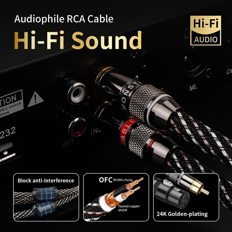 YYTCG RCA to XLR Cable 1.64FT, 2-Pack Male RCA to