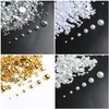 GZMAYUEN 920pcs Gold Silver Flatback Beads for Nails, Semi-Round White