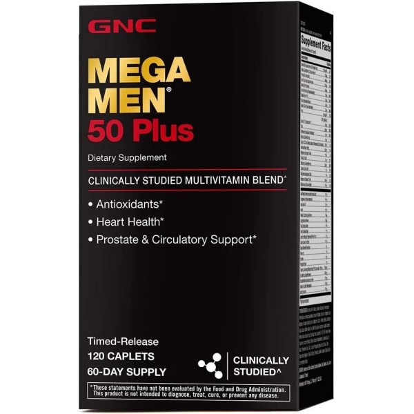 GNC Mega Men 50 Plus Multivitamin 120 Caps, Boosts Immunity