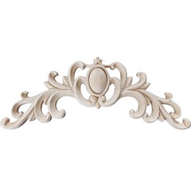 Kelendle Unpainted Carved Wooden Onlay Wood Applique Furniture Decals for Home, Wall, Door, Cabinet Decoration (11.02 x 4.72 x 0.55 inches)
