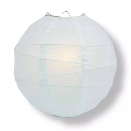 Quasimoon 8" Artic Spa Blue Round Paper Lantern, Crisscross Ribbing, Hanging ...