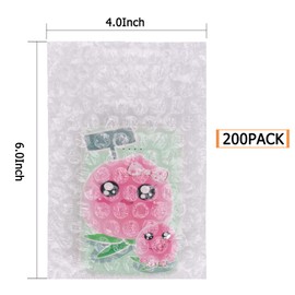 200Pack Bubble Out Bags Pouches 4"x 6" Bubble Pouches Cushioning Packaging Bags, Double Walled Cushioning Bags Thickening Shockproof Foam Bags for Moving, Shipping, and Storage