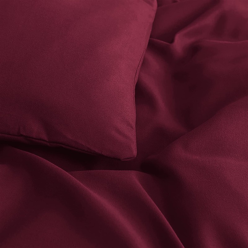 MOONLIGHT20015 Single Duvet Cover Burgundy Solid Soft Single Bedding Duvet