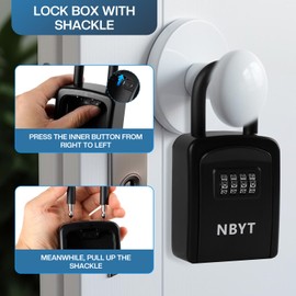 NBYT Portable Combination Lock keybox, for House Keys Key Hiders to Hide a Key Outside,Waterproof Key Safe Storage Lock Box(Small Size with Shackle)