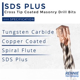 14mm x 260mm Long SDS Plus High Performance Hammer Drill Bits, Professional Tungsten Carbide Cross Tipped Masonry Drill Bit For Brick, Concrete, Stone, Granite. 14mm SDS Drill Bit