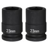 HARFINGTON 2pcs 6-Point Impact Socket 3/4" Drive 23mm Metric 40Cr