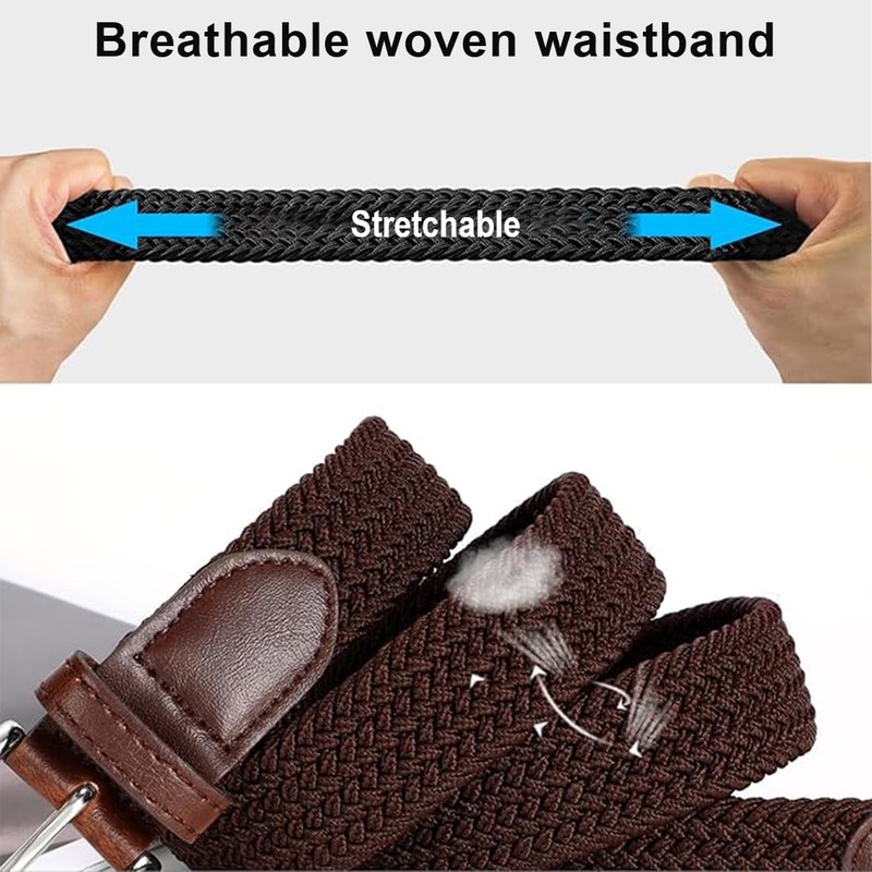 YOYEAH 2 Stück Elastischer Gürtel Herren - Stretchgürtel Flechtgürtel ohne