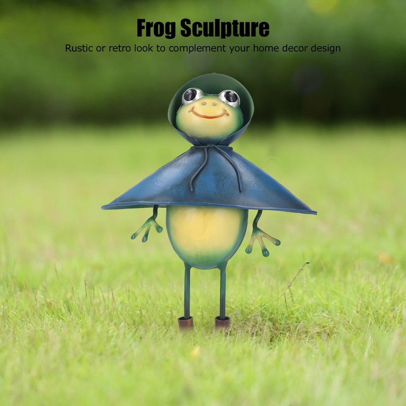 Frog Decor Cartoon Frog Sculpture Wrought Iron Animal Sculpture Garden