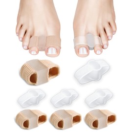 Bunion Toe Separators Gel Bunion Corrector Soft Big Toe Spacers for Feet Women Men Toe Correct, Elasticity Hammer Toe Straightener with 2 Loops (4Nylon+4Gel)
