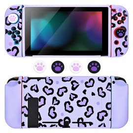 DLseego Protector Case for Switch,Purples Love Hearts Theme Soft Protective Cover with 2PCS Handle Shell and 4PCS Thumb Grip Caps,Violet Switch