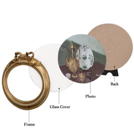 eletecpro 4x6 Vintage Oval Picture Frame, Antique Ornate Gold Bow Photo Frame 4 x 6 with Real Glass for Tabletop or Wall Hanging, Vintage Gold