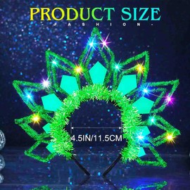 Zoestar Light Up Crown Headband Glow Green Costume Hair Accessories for Women