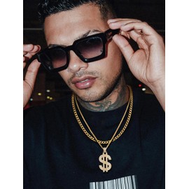 GoldChic Jewelry 6mm Gold Man Chain Necklace, 36cm Hypoallergenic Curb Link With Gift Box