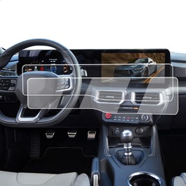 Screen Protector 2 Pcs For 2024-2025 Ford Mustang, Nano-film 12.4-Inch Dashboard+13.2-Inch Navigation Screen Protector for 2024-2025 Mustang(EcoBoost Premium/GT Premium/Dark Horse Premium/Dark Horse) Accessories - Easy to Install