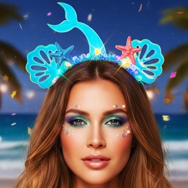 Kilshye Light Up Mermaid Headband LED Shell Headpiece Starfish Costume Hair Accessories for Women