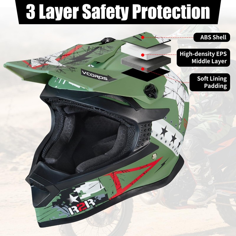 Kids Dirt Bike Helmets VF605 DOT Certified Youth Motocross Helmet