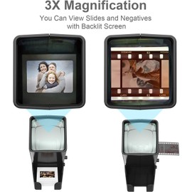 DigitConvert 35mm Slide Viewer, 3X Magnification, USB Powered/Battery Operation-for 35mm Slides & Positive Film Negatives (4AA Batteries Included)