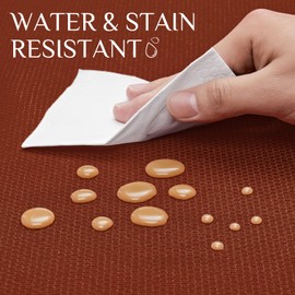 Softalker Fall Rectangle Weaved Texture Tablecloth,Jacquard Waterproof Wipeable Stain Resistant Wrinkle Free Table Cloth for Thanksgiving Party Dinner - 60 x 104 Inch,Rust Red