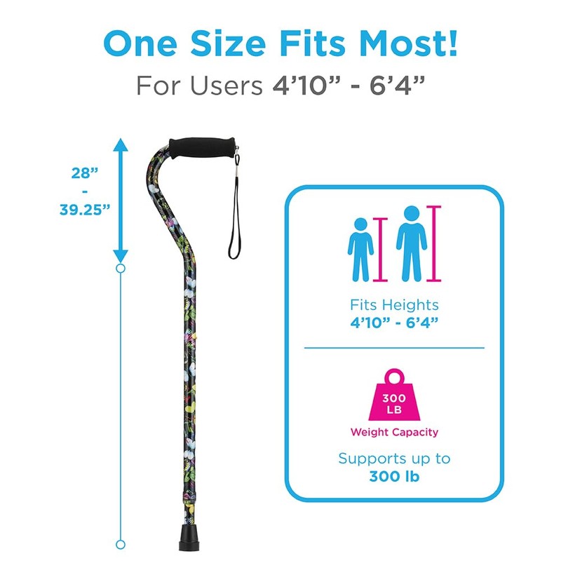 Nova Joy Designer Offset Walking Cane for Seniors - Unisex