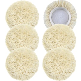 phepetroll 6 PCS Wool Buffing Polishing Pads - 3 Inch Natural Wool Cutting Pads With Hook and Loop Backing, Compound & Polishing for Automotive Car Boats Glass Furniture Body Repair