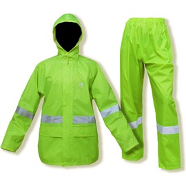 RainRider Rain Suits for Men Women Waterproof Lightweight Rain Gear Jacket Coat with Pants Workwear (Small, Hi-Vis)