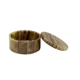 Designs by Marble Crafters Eirenne Collection Whirl Green Onyx 4" Polished Finish Circular Keepsake Box