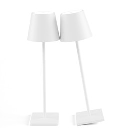 2-Pack Rechargeable Table Lamps, LED Cordless Table Lamp, 3W 5500mAh Battery Operated Table Light, Stepless Dimming Portable Table Light Waterproof for Restaurant/Indoor/Outdoor (White)