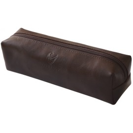 GERMANUS Leather Pencil Case - Made in EU (Dark Brown), dark brown, School bag set