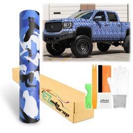 60"x120" (5FTx10FT) Camouflage Morning Wood Blue Viny Wrap Sticker DIY Decal Sheet Film Car Auto Vehicle Motorcycle Air Release Bubble Free Self Adhesive Peel and Stick Free Tool Kit