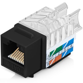 Everest Media Solutions 45° Angled CAT6 Keystone Jack in Black - Slim Profile RJ45 Ethernet Connector - Compatible with 45° Angled Speed Termination Tool - 45Term (B0BL3GS7ZY) - 10-Pack