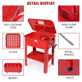 AutoForever 20 Gallon Automotive Parts Washer Cleaner Cabinet Heavy Duty Electric Solvent Pump Red