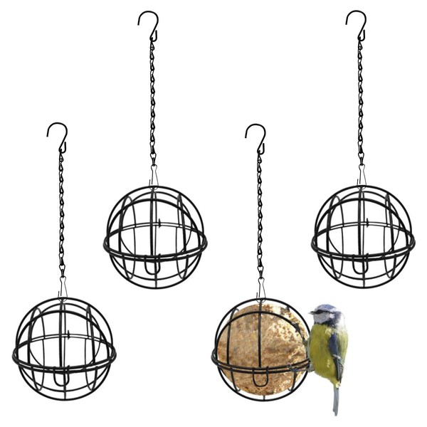 4 Pcs Fat Ball Bird Feeder, Metal Squirrel-Proof Hanging Bird