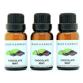 Crazy Candles Chocolate Mint 3 Bottles 1/2 FL Oz Each (15ml) Premium Grade Scented Fragrance Oil