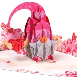 Paper Love Frndly 3D Love Gnome Pop Up Card - 100% Recycled and Eco-Friendly, 8" x 6" Cover - With Note Tag