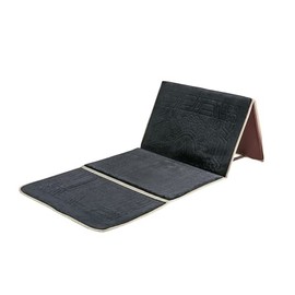 Prayer Rug with Back Support / Foldable Meditation Floor Chair & Carrying Pocket (Black)