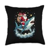 Santa Claus Riding Shark Men Boys Funny Christmas Shark Throw