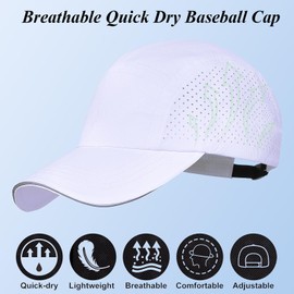 FYBW Oversize XXL Men Women Quick Drying Baseball Cap Sun Hats Mesh Lightweight Adjustable Dad Hat for Outdoor Sports (White)