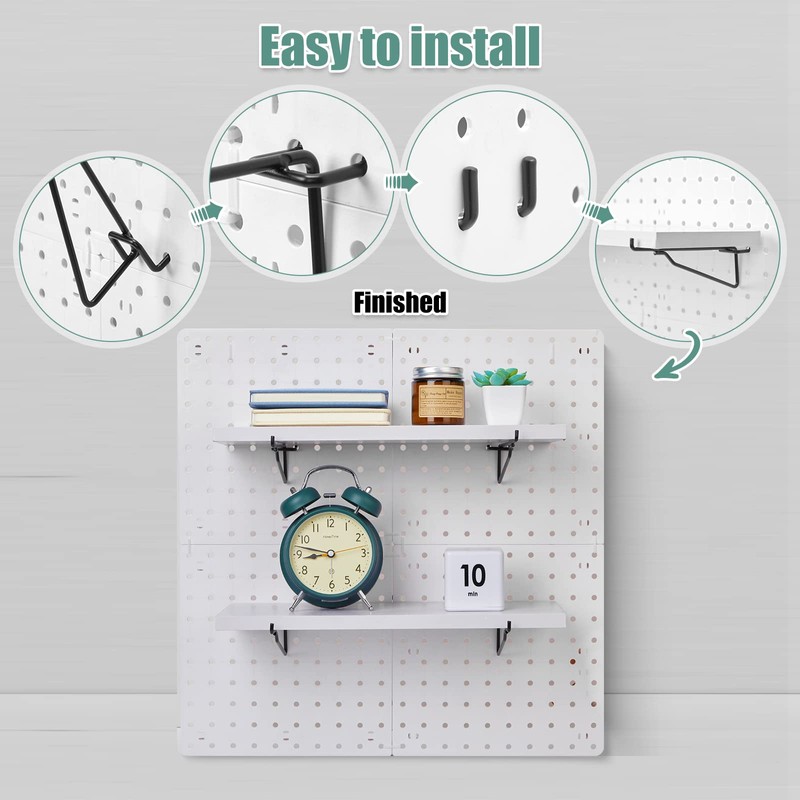 Qunclay 8 Pack Pegboard Shelf Set Wooden Shelves with Metal